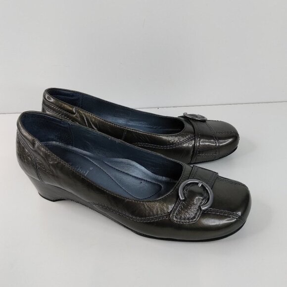 Josef Seibel Mary Green Patent Leather Wedge Pumps Size 40 - Picture 1 of 9